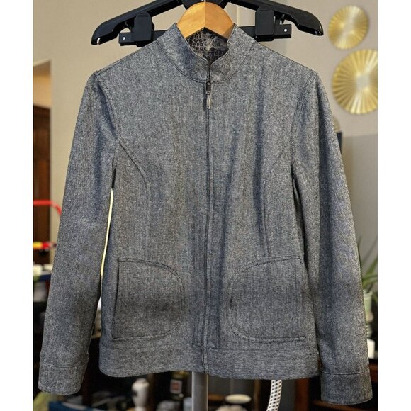 Chico's Womens Sz 1 Convertible Animal Print‎ And Gray Full Zip Up Jacket - Picture 4 of 7